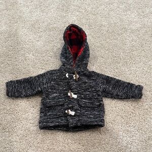 Carter's Black Jacket with Red Plaid Hood